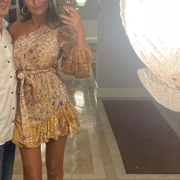 HEMANT AND NANDITA Kalon One Shoulder Belted Mini Dress White Cyber Size Small - Picture 11 of 11